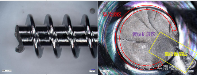 电机蜗杆断裂失效分析-断口检查