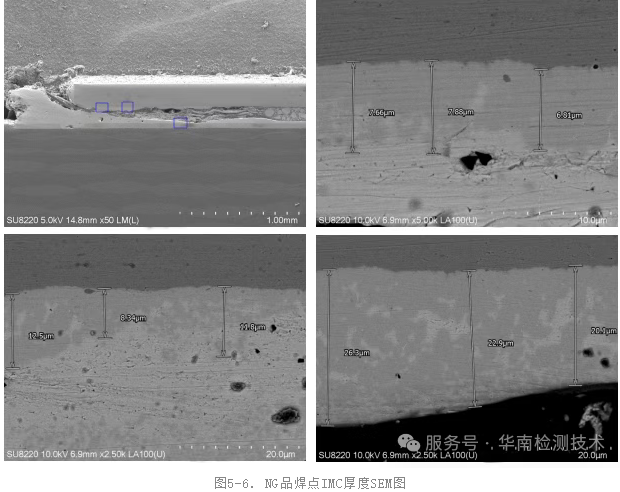 NG品焊点IMC厚度SEM图
