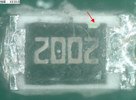 高倍外观检查-电阻2的NG品保护层明显破损 高倍外观检查-电阻2的NG品保护层明显破损